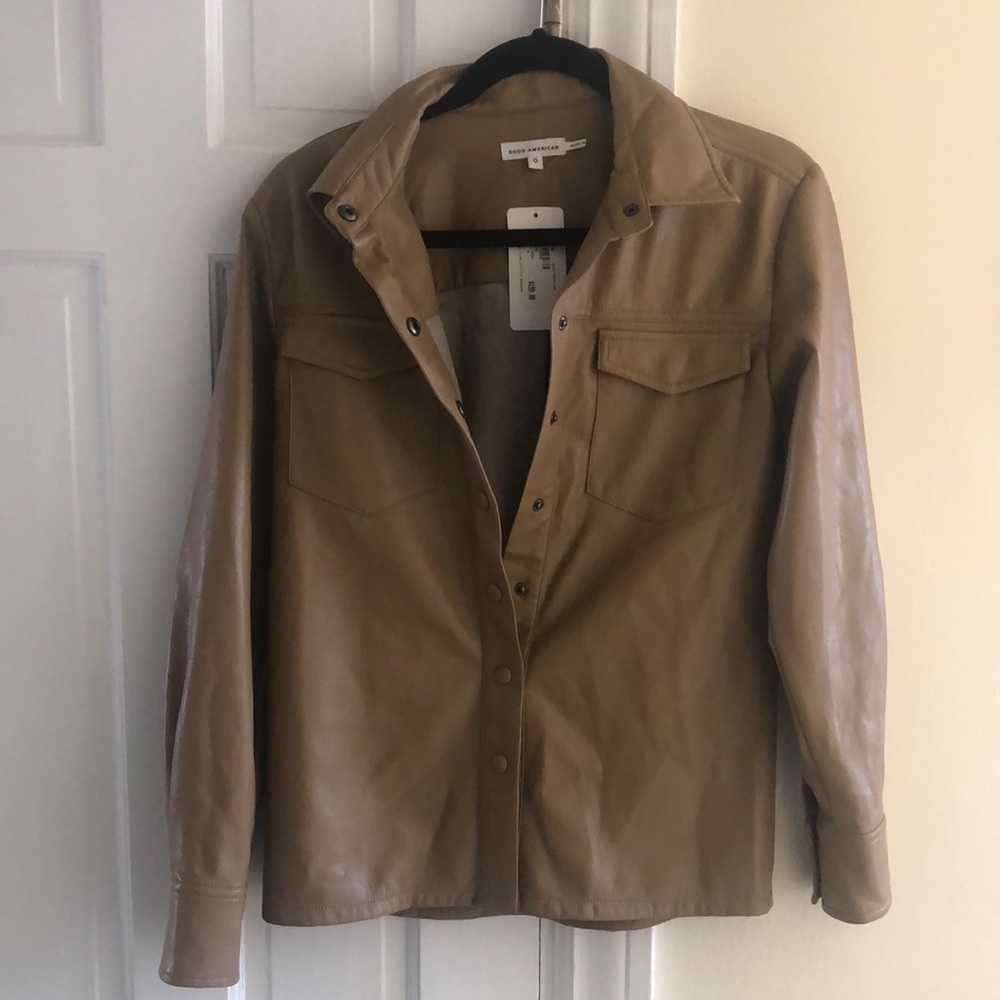 NWT Good American Leather Like Utility Shacket
